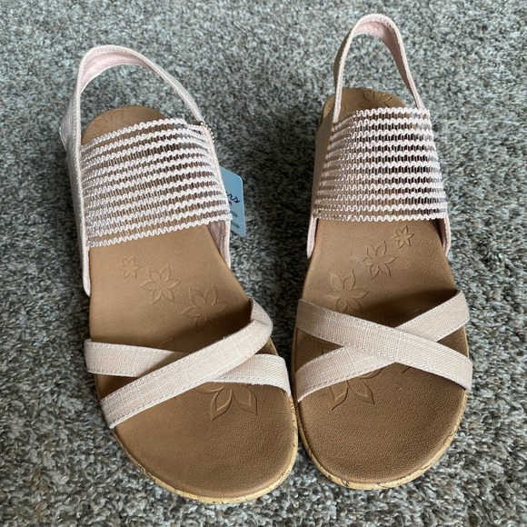 Skechers luxe foam pink cork wedge sling back sandals - Picture 2 of 8
